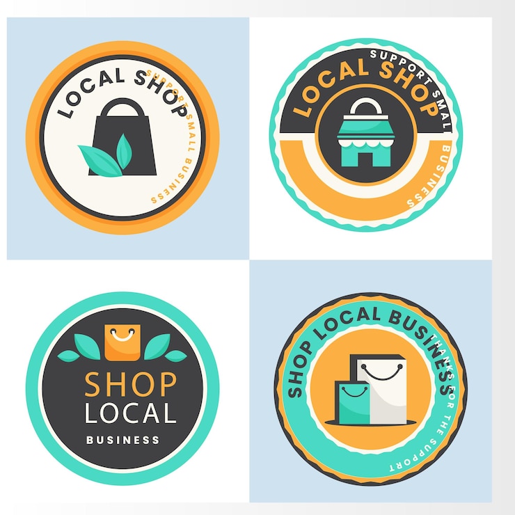 Vector diseños de logotipos de tiendas en línea conjunto de plantillas de ilustraciones vectoriales