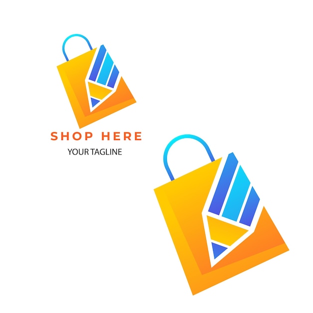 Diseños de logotipos de tiendas en línea plantilla ilustración gráfica vectorial de carrito de compras y bolsa de la tienda combina