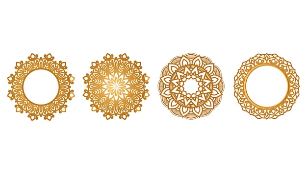 Diseños de mandalas doradas