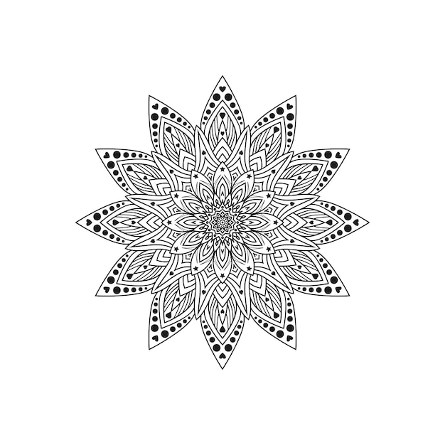 Diseños de mandalas de flores negras y blancas