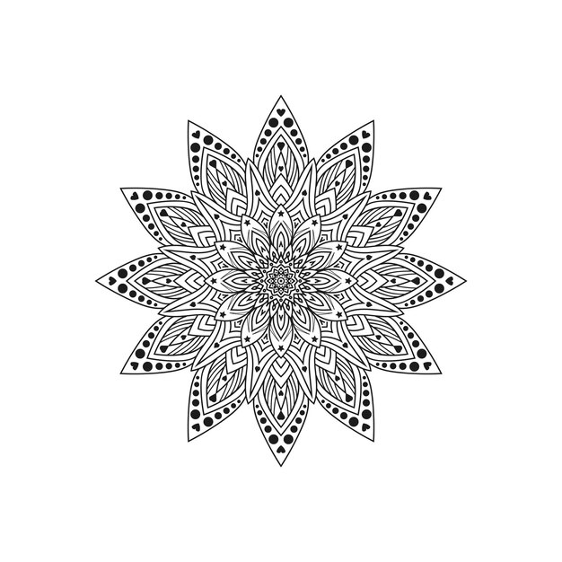 Diseños de mandalas de flores negras y blancas