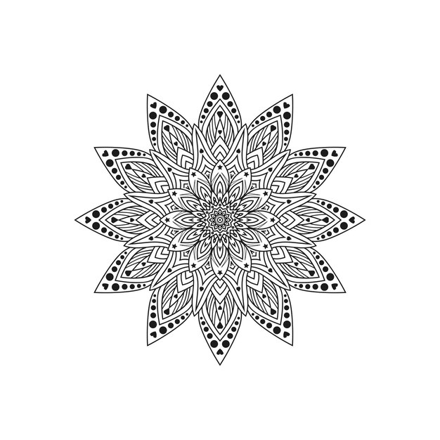 Diseños de mandalas de flores negras y blancas