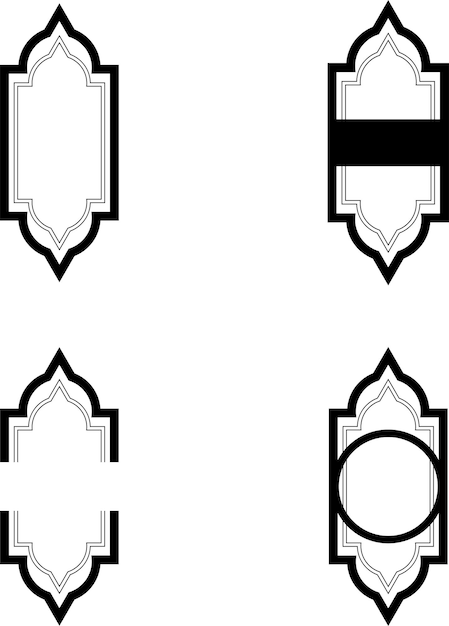 Diseños de marcos ornamentales islámicos para etiquetas, invitaciones y arte vectorial de decoración