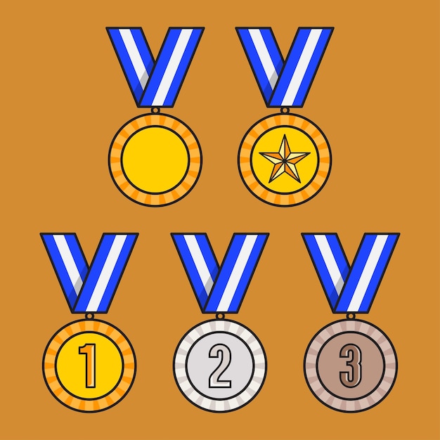 Diseños de medallas planas vectoriales con múltiples variaciones