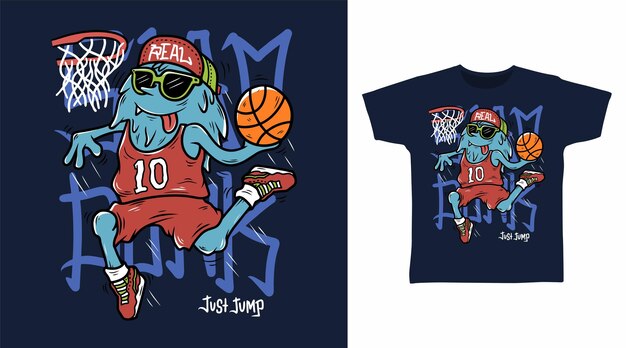 Vector los diseños de moda de la camiseta de arte de slam dunk monster.