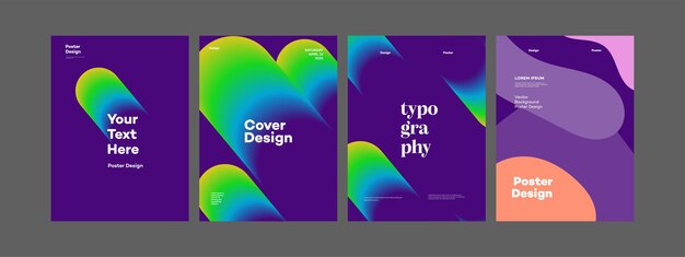 Diseños modernos de carteles fondos vectoriales gradientes tipografía