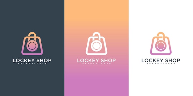 Diseños modernos de logotipos de tiendas de llaves con un concepto de color degradado genial vector premium