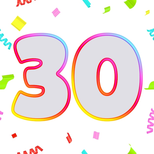 Diseños de números de aniversario festivos con confeti