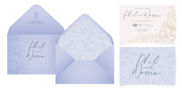 Vector diseños ornamentales florales de ilustración vectorial para plantilla de tarjetas de invitación de boda papelería