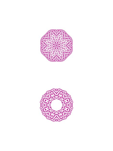 Diseños de patrón de mandala de color rosa sobre fondo blanco