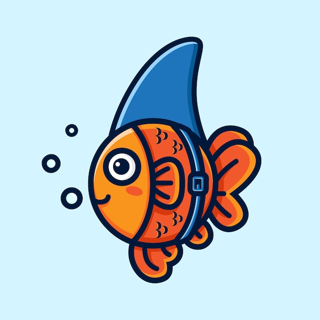 Vector diseños de peces de colores disfrazados de tiburones