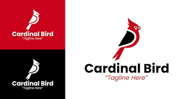 Diseños personalizables del logotipo de Cardinal Bird en rojo y negro para soluciones de marca únicas