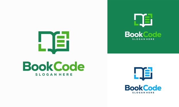 Diseños de plantilla de logotipo de libro de píxeles diseños de logotipo de libro de codificación ilustración vectorial logotipo de programador