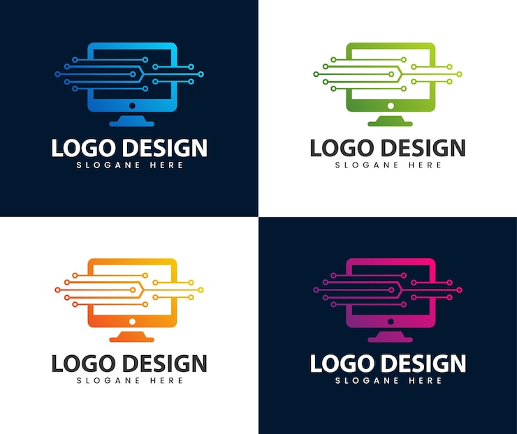 Vector diseños de plantillas de logotipos de computer service inspiración en el diseño del logotipo de computer tech idea