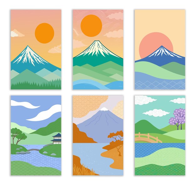 Diseños de portadas minimalistas inspirados en Japón para proyectos