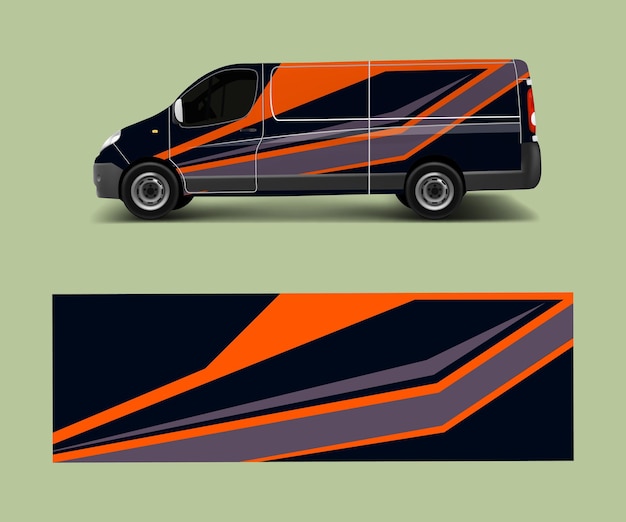 Diseños de rayas abstractas gráficas de automóviles, concepto de diseño de líneas abstractas vectoriales para camiones y vehículos, envoltura de vinilo de gráficos de furgonetas