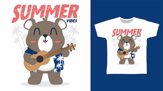 Diseños de ropa y camiseta de dibujos animados de oso feliz