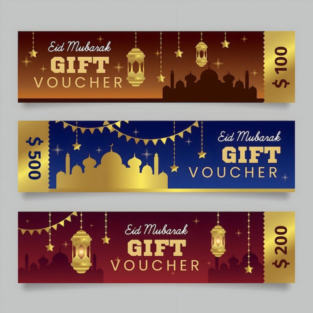 Diseños de vales de regalo para el Eid Mubarak