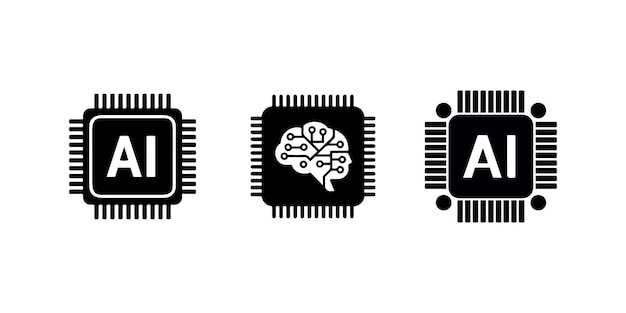 Diseños vectoriales de chips de IA de inteligencia artificial para tecnología moderna