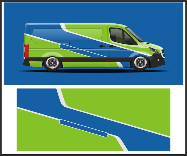 Diseños vectoriales de envoltura de coches de carreras de furgonetas