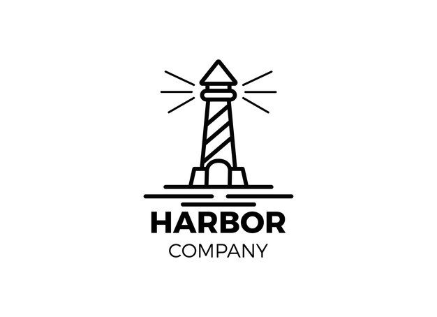 Los diseños vectoriales del logotipo del faro y el puerto