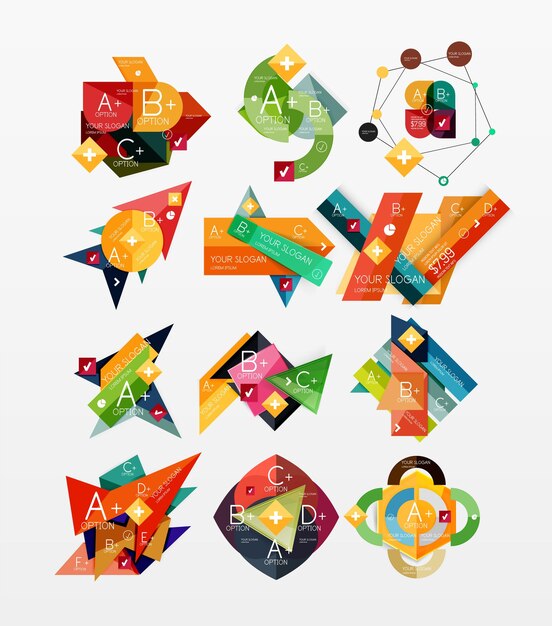 Diseños web de infografía de gráficos de papel