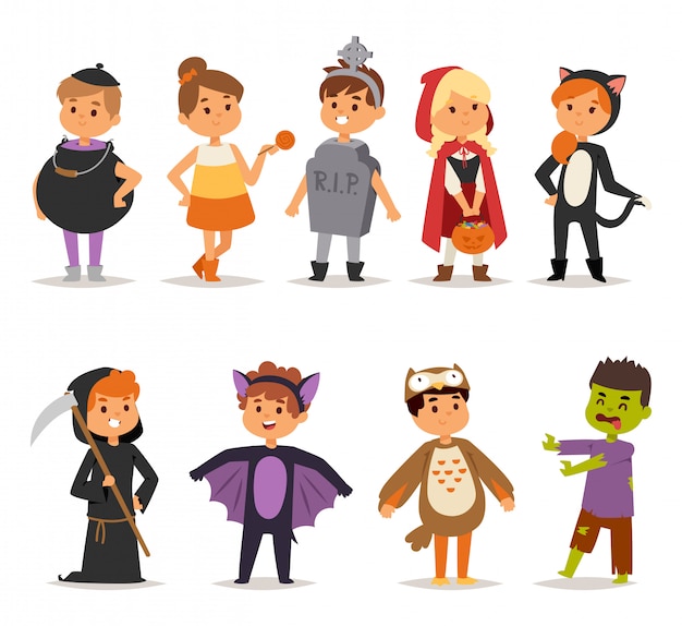 Vector disfraces de halloween para niños.