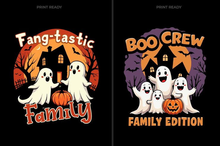 Vector disfraz de diseño de camiseta familiar de halloween
