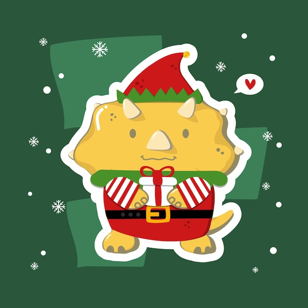 Disfraz de elfo de Navidad del dinosaurio Triceratops