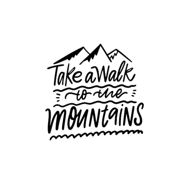Disfruta del aire libre y encuentra motivación en los paseos por las montañas con esta cita inspiradora de tipografía