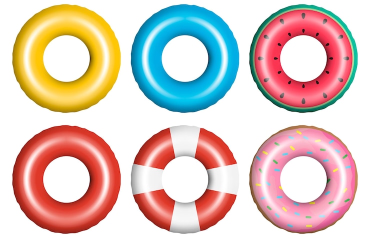Vector disfruta de coloridas y vibrantes piscinas flotantes para la máxima diversión de verano, relajación y ocio