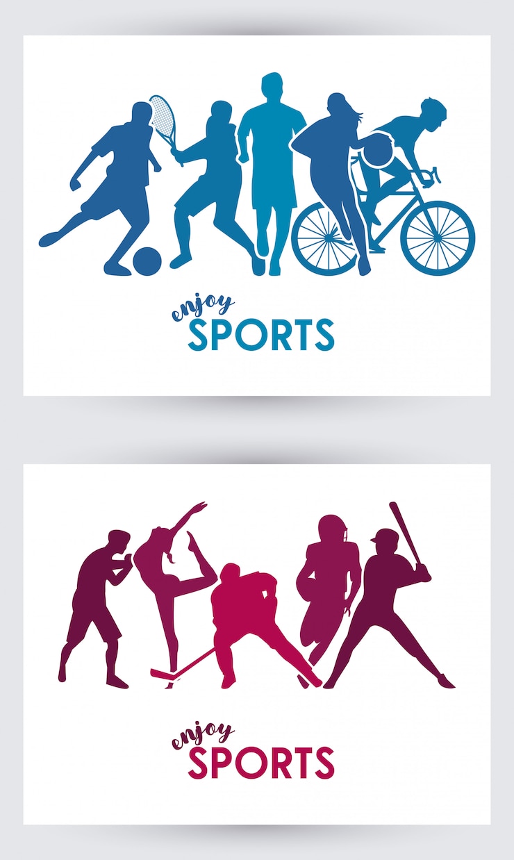 Vector disfruta de los deportes, las siluetas de los atletas.