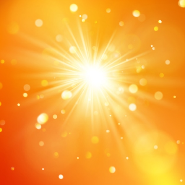 Disfruta la luz del sol. Luz cálida del día. Fondo de verano con un sol caliente estalló con destello de lente.