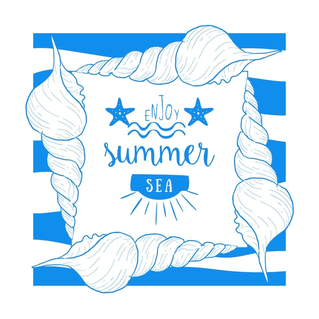 Disfruta de la plantilla de pancartas de mar de verano la hora de verano el cartel de pancartas inspirador la tarjeta de invitación la etiqueta del logotipo