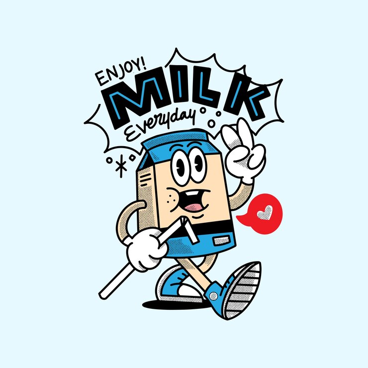 Disfruta de tu diseño de mascota de leche todos los días.