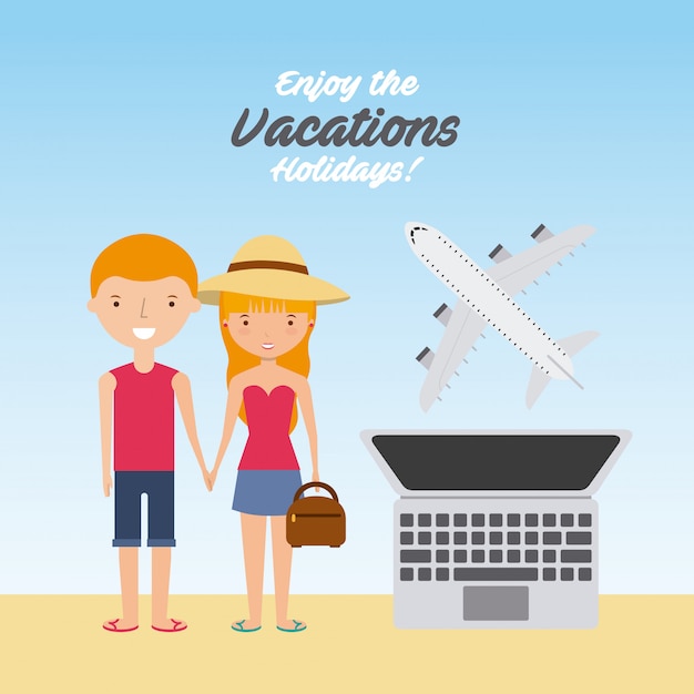 Vector disfrutar de las vacaciones vacaciones