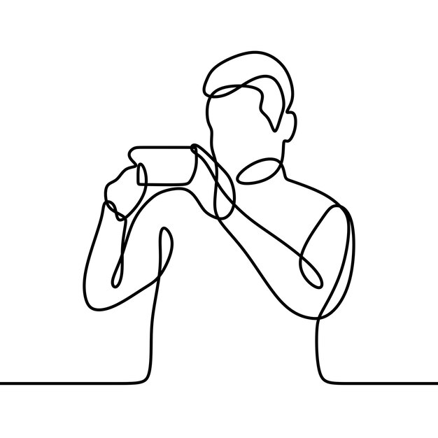 disfrute trabajando con la cámara en línea arte de una sola línea continua
