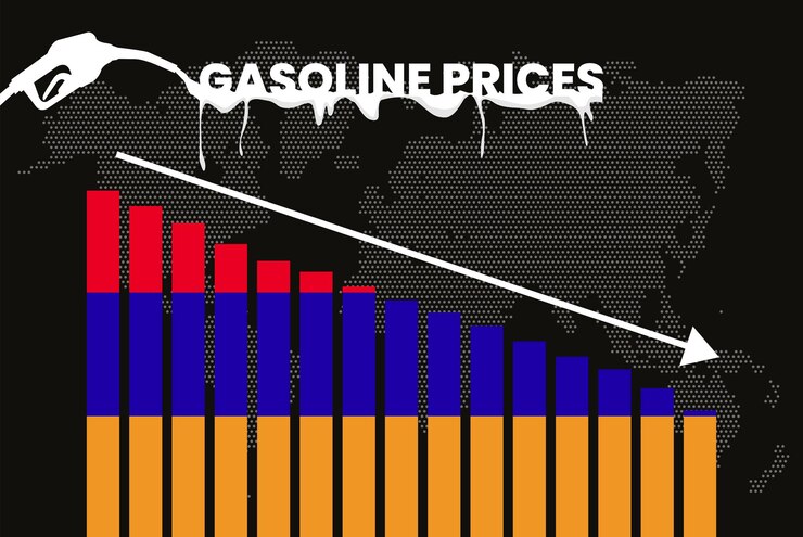 Vector disminución del precio de la gasolina en armenia cambio y volatilidad en los precios del combustible