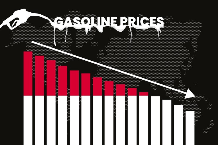 Vector disminución del precio de la gasolina en mónaco cambio y volatilidad en los precios del combustible