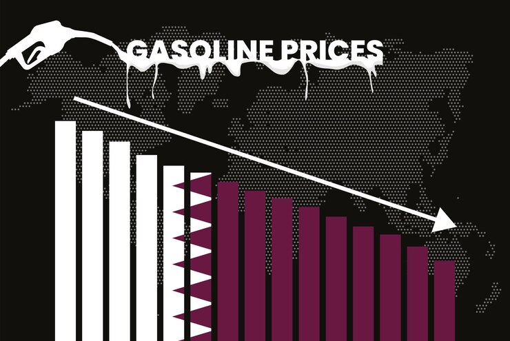 Vector disminución del precio de la gasolina en qatar cambio y volatilidad en los precios del combustible