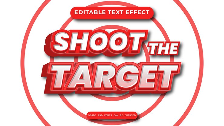 Vector disparó el objetivo en estilo de efecto de texto 3d editable
