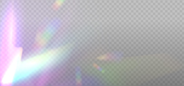 La dispersión del arco iris destaca la plantilla de superposición en un fondo claro Holográfico Resplandor o reflejo del agua y el vidrio Partículas brillantes para fondos de redes sociales tomas de fotos Vector eps10