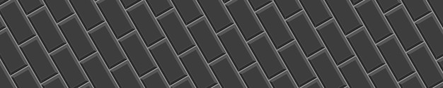 Disposición diagonal de azulejo rectangular negro Placa para salpicaduras de cocina de cerámica Piso de baño