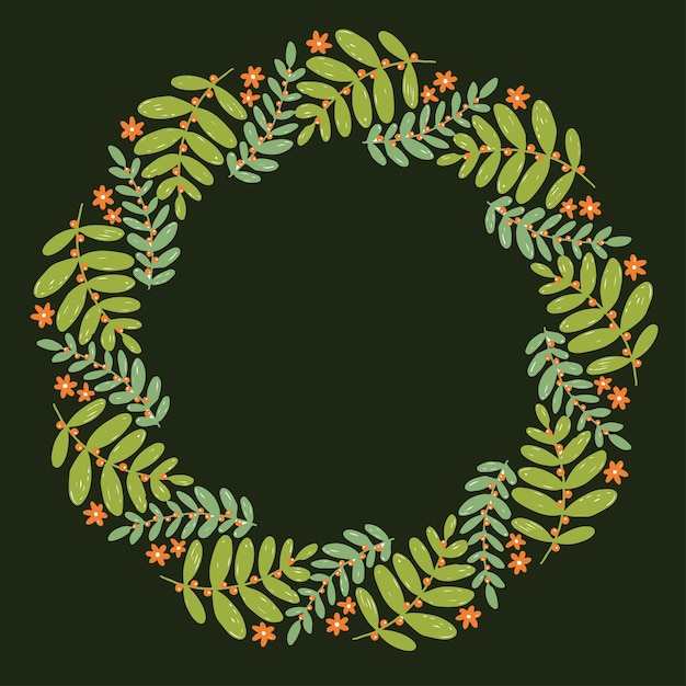 Disposición dibujada mano del vector de la guirnalda de la Navidad con Copyspace.