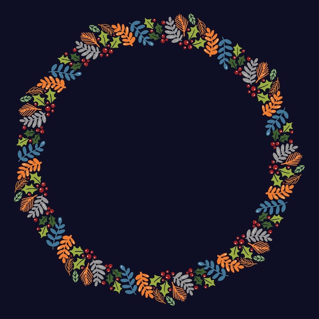 Disposición dibujada mano del vector de la guirnalda de la Navidad con Copyspace.