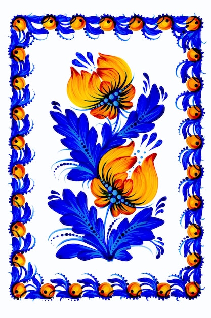 Vector disposición de flores y marco ilustración en acuarela