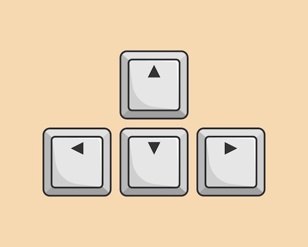Vector disposición de las teclas de cursor, las cuatro teclas de cursor (arriba, abajo, izquierda y derecha) en la zona de teclas de cursor