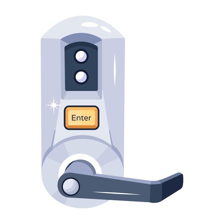Vector un dispositivo digital con un botón que dice enter.