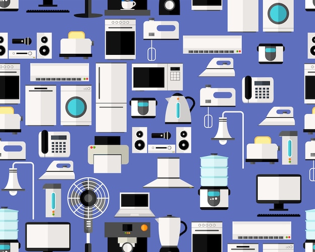 Dispositivo electrodoméstico plano inconsútil del modelo de la textura del vector.