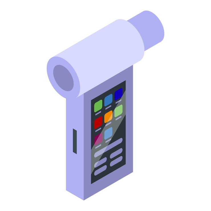 Vector un dispositivo electrónico con botones y pantalla está grabando video con una lente grande